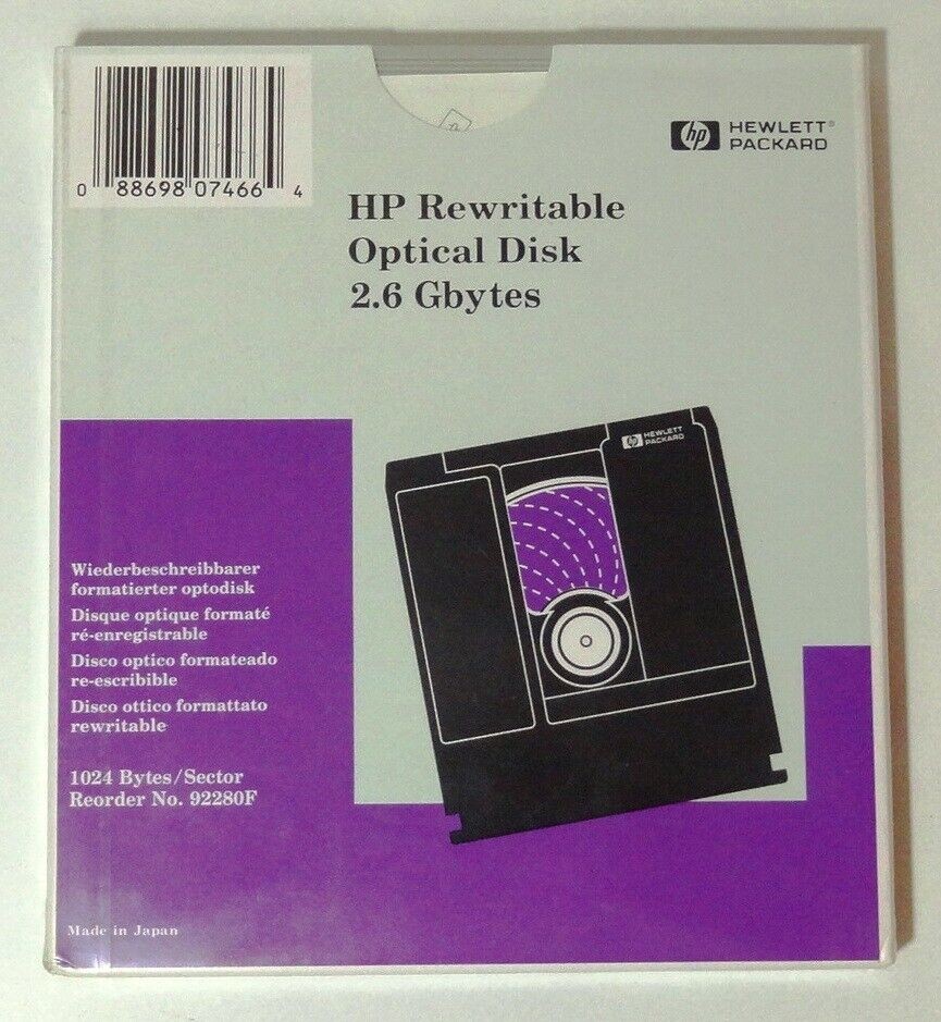HP 92280F 2.6 GB Rewritable Optical Disk (5.25") 1024B/S - "NEW" Factory Sealed