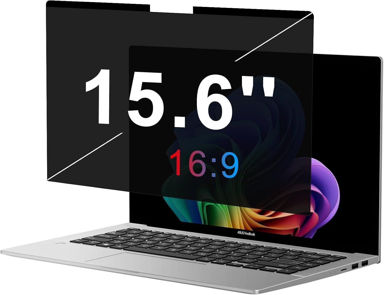 Magnetic Laptop Privacy Screen 15.6 Inch 16:9, Anti-Spy Filter, Matte Protector