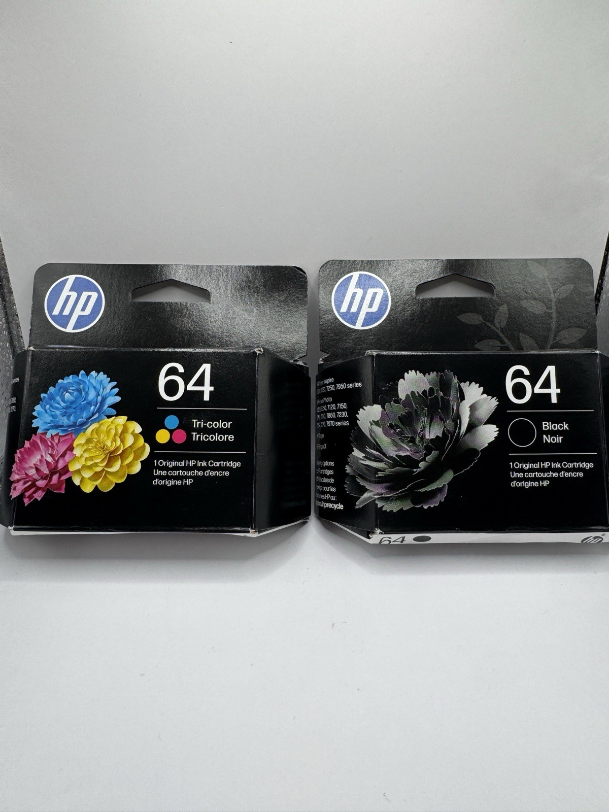 2 Pack Of HP 64 Tri-Color And Black Ink Cartridges Exp 2028