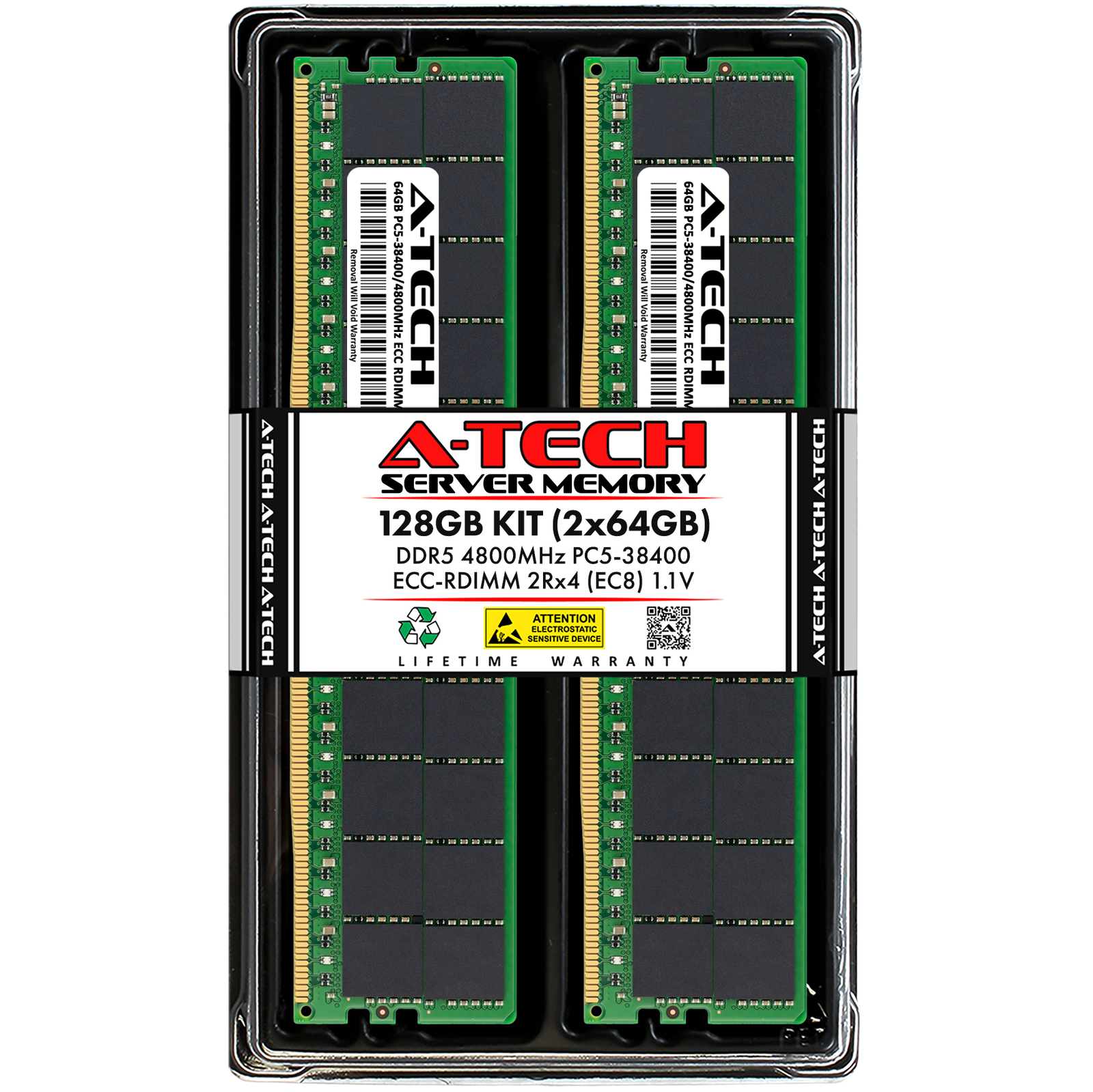128GB 2x64GB PC5-4800 EC8 RDIMM Dell PowerEdge R760 R760xd2 R960 T560 Memory RAM