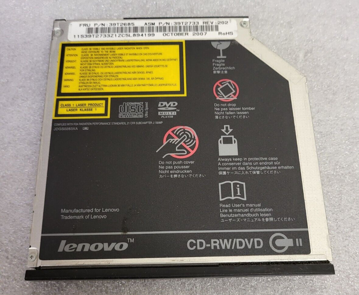✔️ThinkPad Lenovo 39T2687 T60 T61 R61 X60 X61 DVDRW DVD CDRW Drive IBM US SELLER