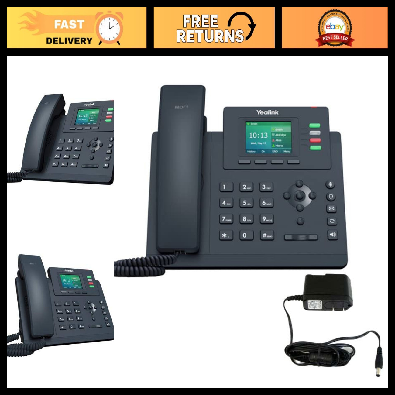 VoIP IP Phone with Power Adapters - 1 Year Warranty - Unlocked for Any Provider