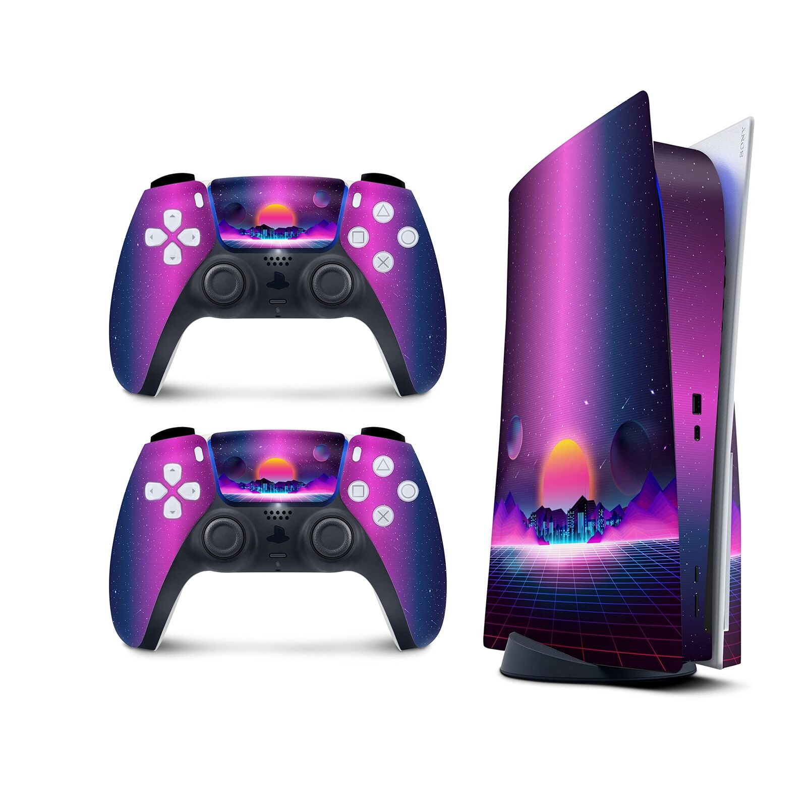 Sunset in The City Skin for Playstation 5 Console and 2 Controllers, PS5 Gala...