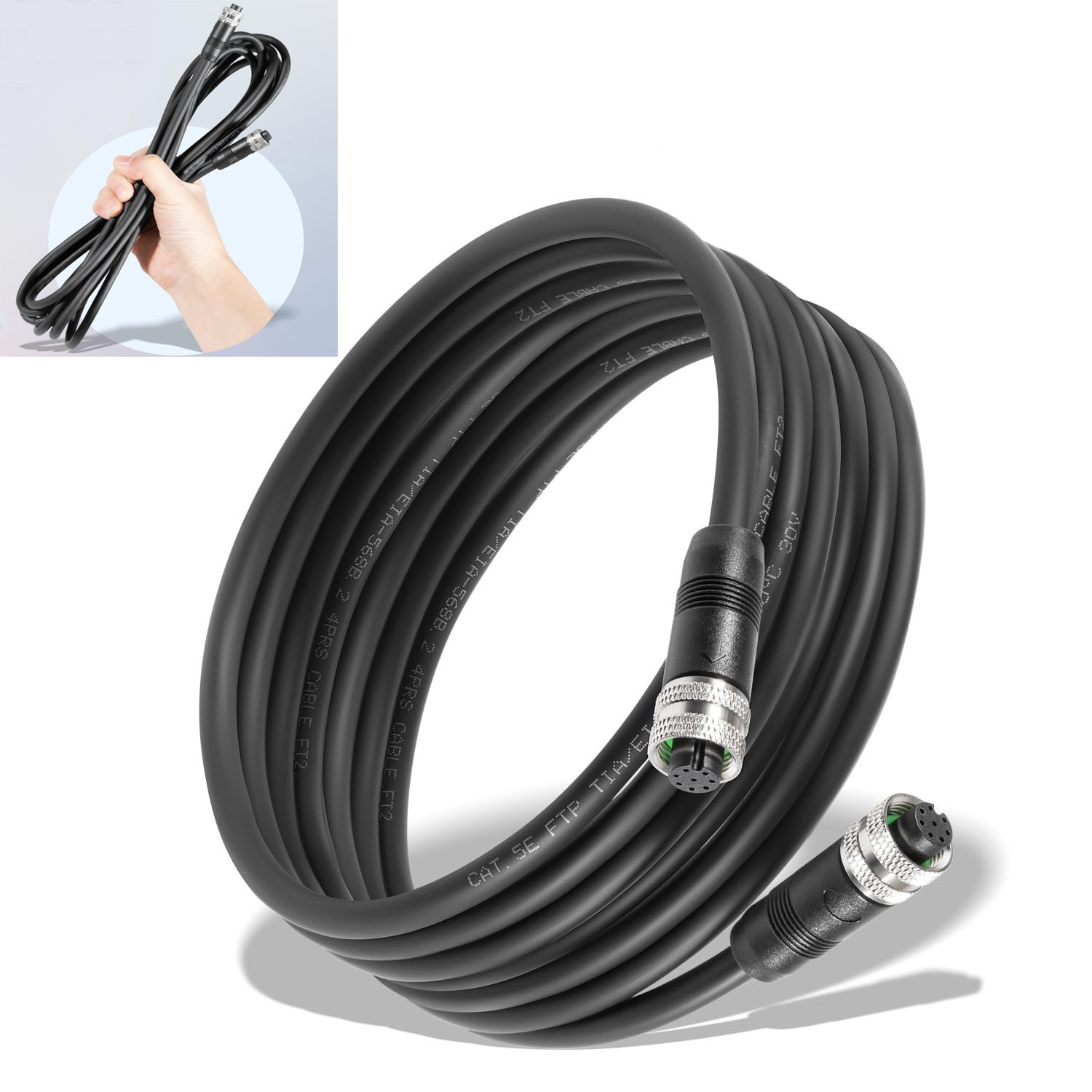 720073-5 15ft Ethernet Cord Cable AS EC 15E for Humminbird HELIX Series, Black