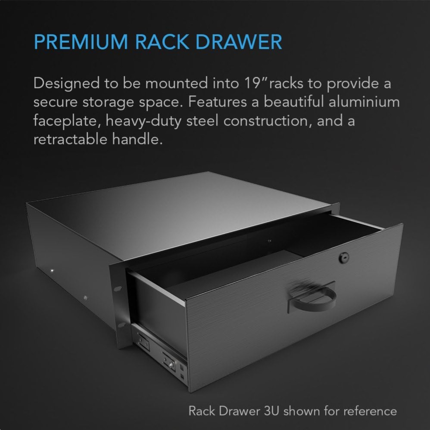 Aluminum Faceplate 1U Rack Drawer for Professional AV and DJ Equipment Racks