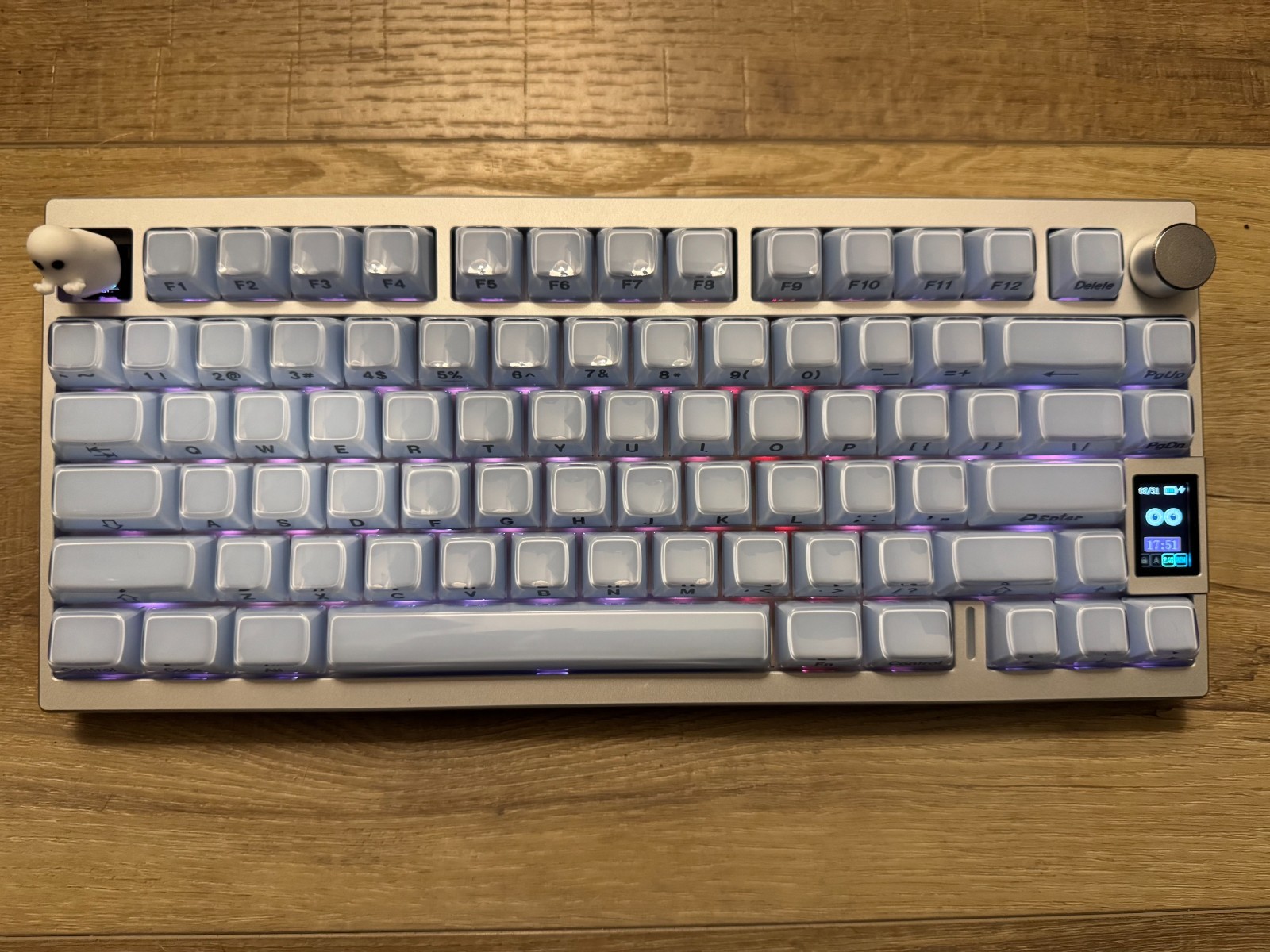 Custom 75% Wireless Mechanical Keyboard – Crystal Blue Jelly Keycaps w/Ghost
