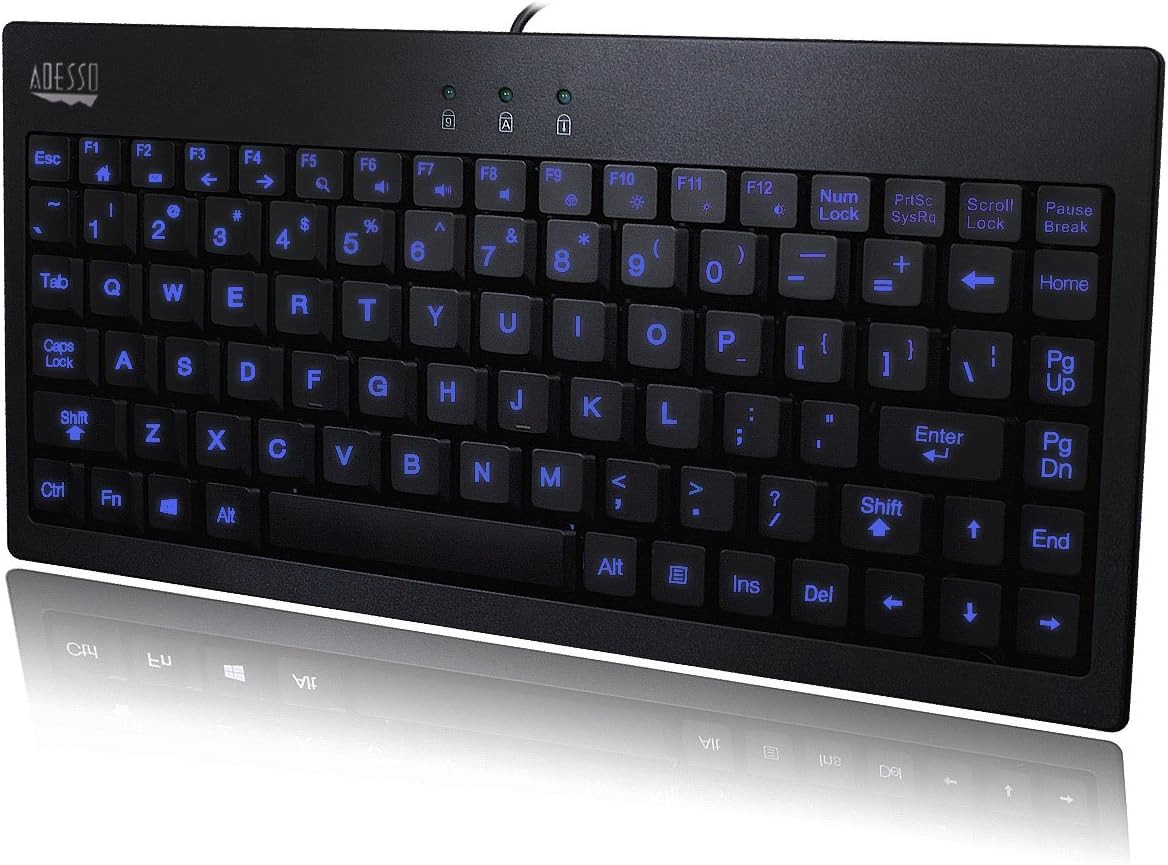 AKB-110EB - Slimtouch 110 3-Color Illuminated Mini Keyboard, 12 Inches, Black