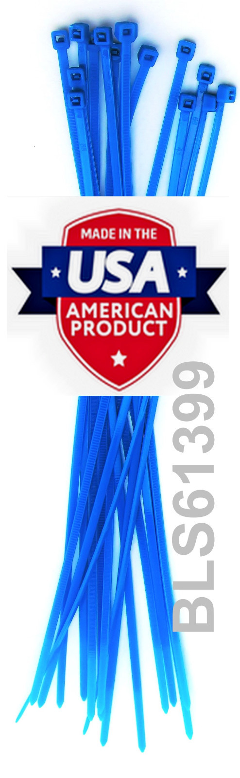 100 USA Made TOUGH TIES 6" inch 40lb Nylon Tie Wraps Wire Cable Zip Ties Blue