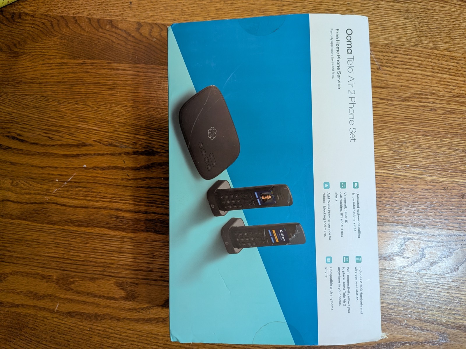 Ooma Telo Air 2 Home Phone System + 2 HD3 Handsets and Base Station,Complete Set