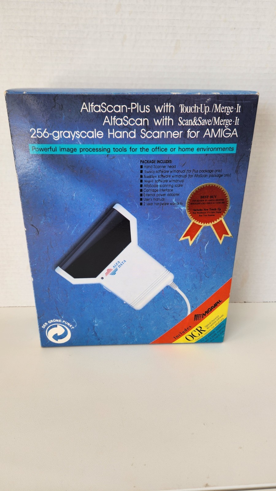 NOB AlfaData AlfaScan Plus Hand Scanner for Commodore Amiga 256 Grayscale RARE
