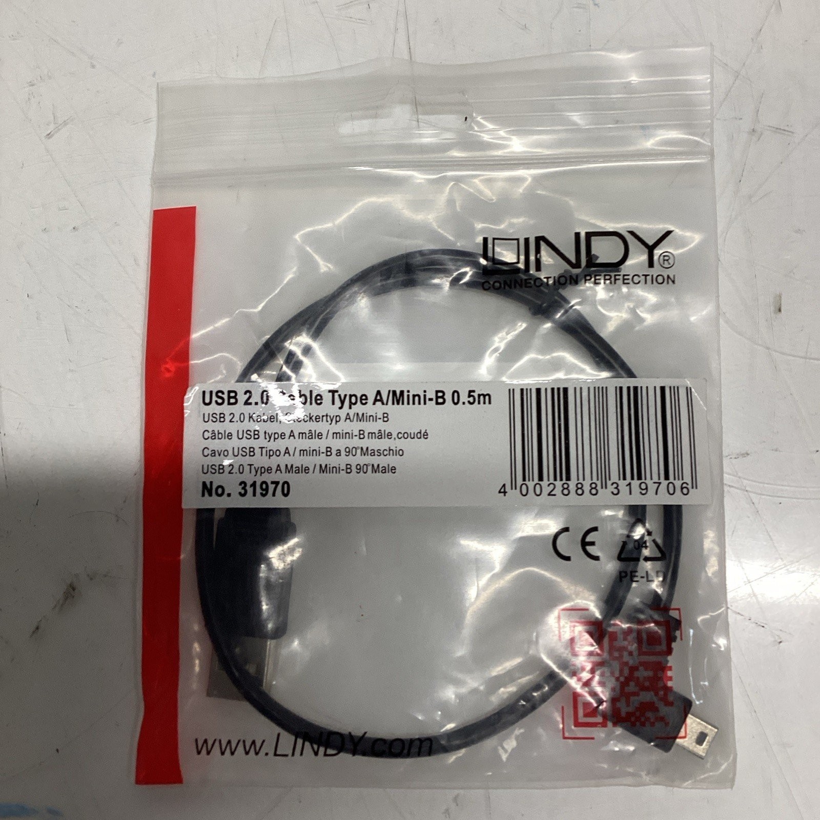 Lindy USB 2.0 cable Type A/Mini-B 0.5m 31970 P-848