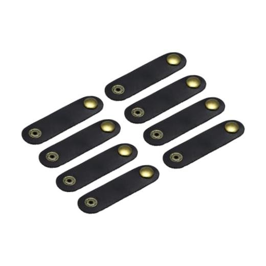 8Pcs Leather Cable Straps Cord Organizer 80x20mm Cable Ties Portable Black
