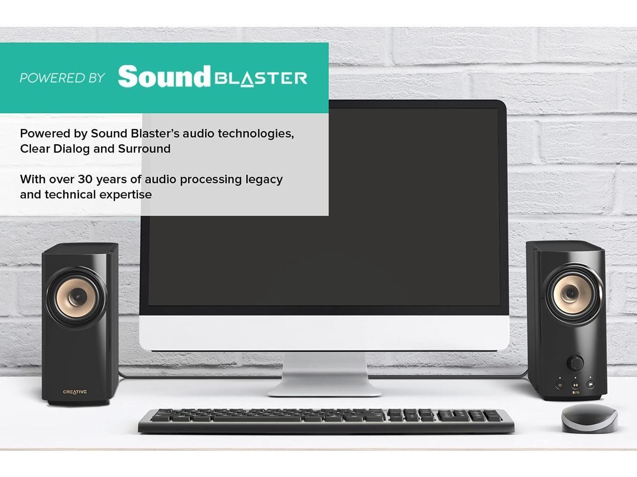 Creative T60 2.0 Compact Hi-Fi Desktop Speakers with Clear Dialog and Surround