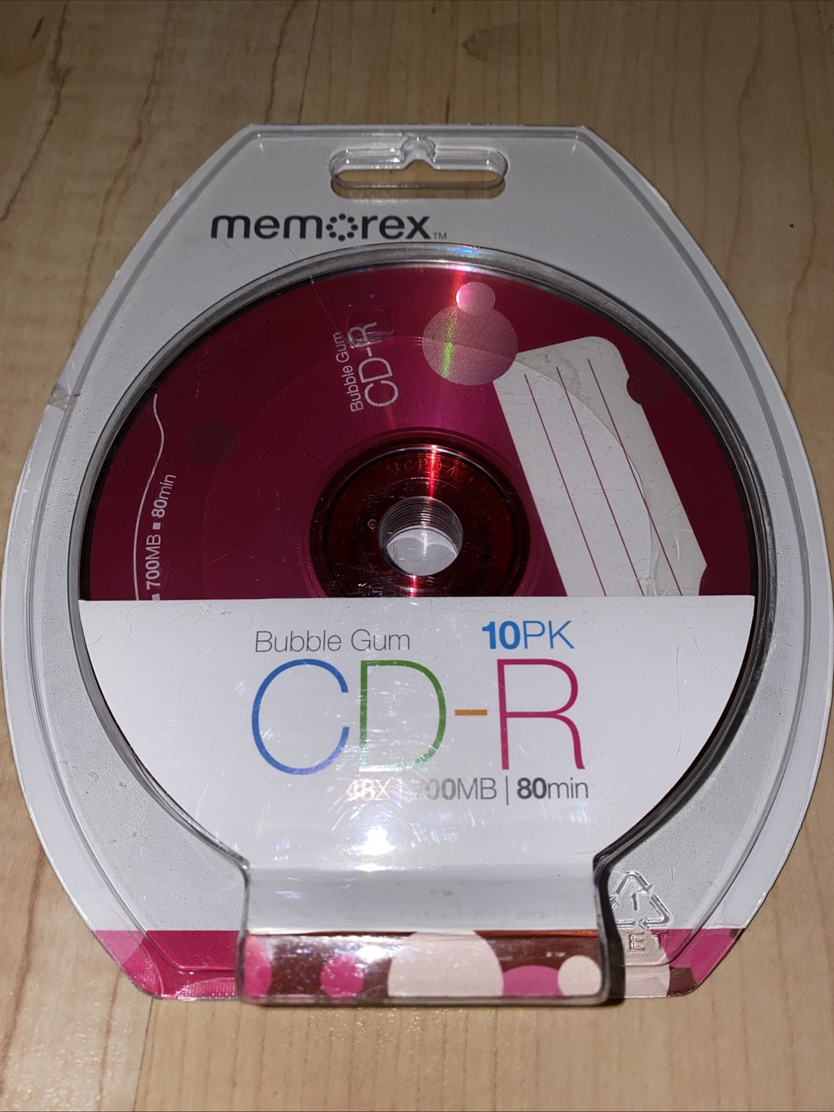 Memorex Bubble Gum Recordable 48x speed 700MB 80 min CD-R Discs 10-Pack