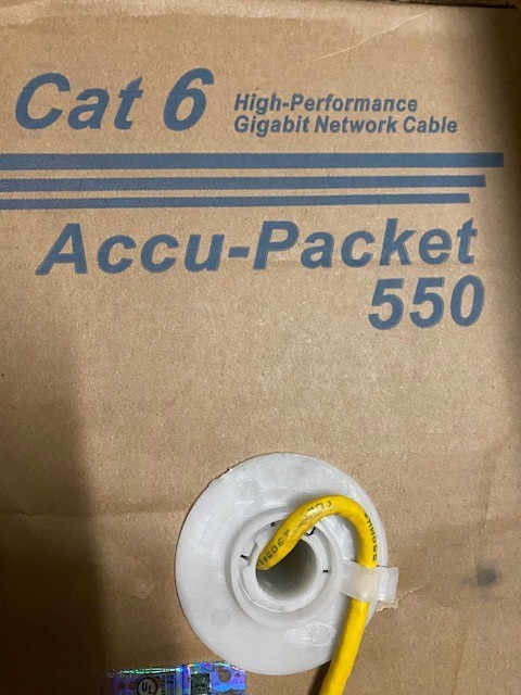 Accu-Packet 550 - 1000 Ft Cat6 - Stranded Cable, Yellow, 24A WG/4PR