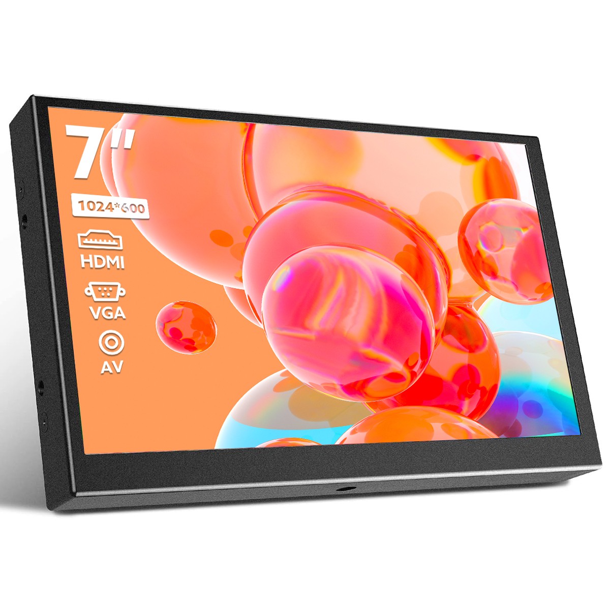 Multifunctional Mini Monitor 7 Inch 1024x600 HDMI VGA AV Screen fr Traveling DVD