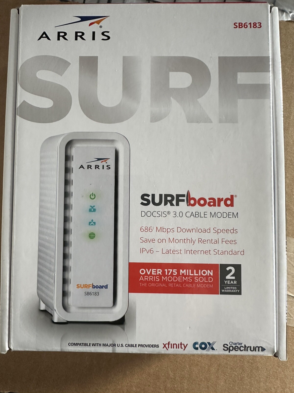 MOTOROLA ARRIS Surfboard SB6183 Cable Modem 16x4 Channels DOCSIS 3.0 - White