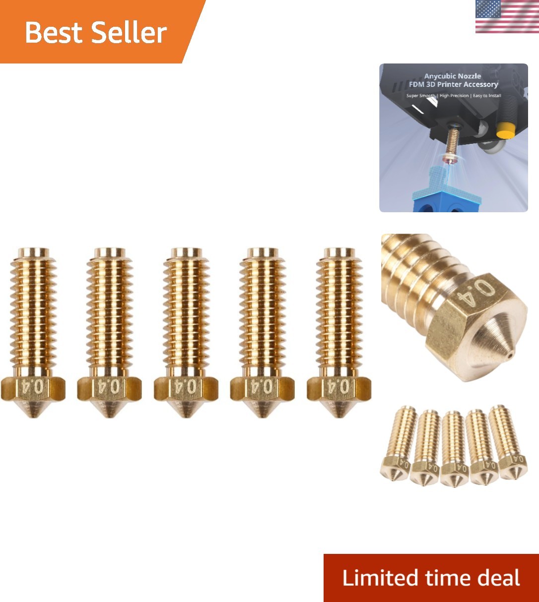 3D Printer Nozzle 0.4 mm for Kobra 2 Series 5 Pcs