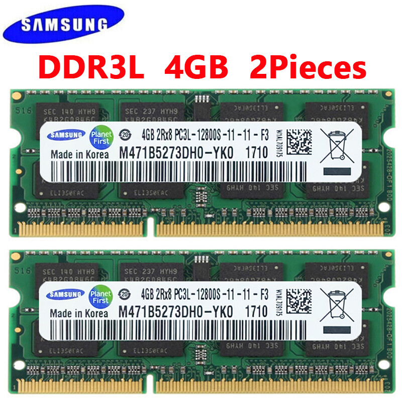 SAMSUNG DDR3L 8GB 2x4GB 1600MHz PC3L-12800S SO-DIMM Laptop Memory 1.35V 204Pins