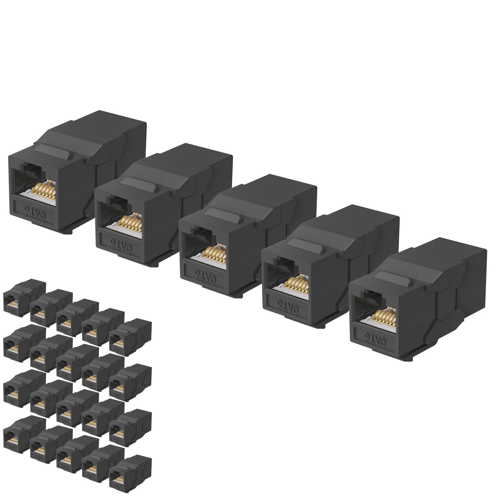 25Pack RJ45 Cat6 Keystone Couplers [UL Listed], Female to Female Inline Coupl...