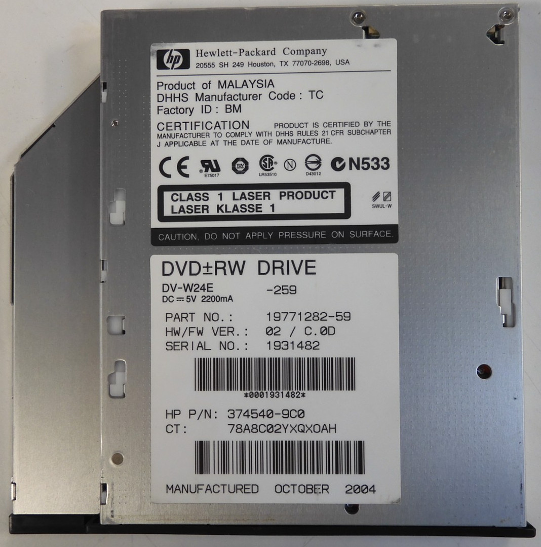 TEAC DV-W24E-259 4X Slim IDE DVD±R/RW Drive 19771282-59 HP 374540-9C0 375981-001