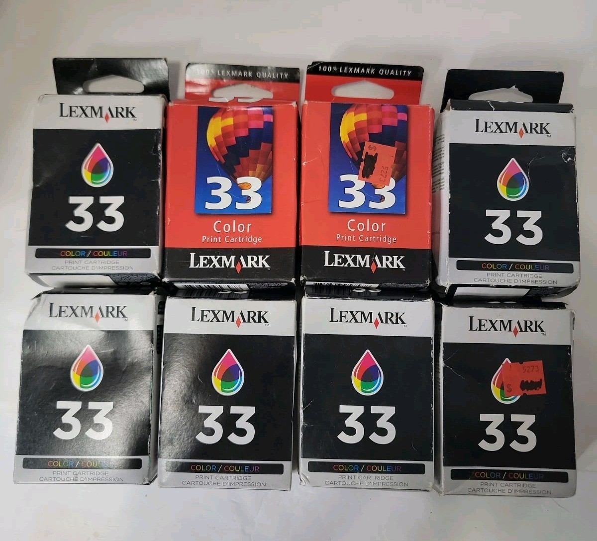 Lot of 8 Lexmark 33 Color Printer Cartridges - New & Sealed in Box - Expired??