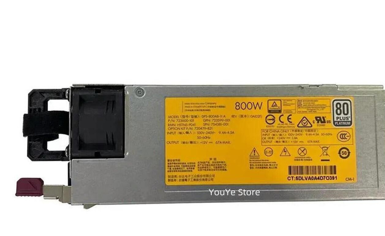 HP HSTNS-PL41 800W Power Supply For DL360 DL380 DL385 G9 723599-001 TESTED