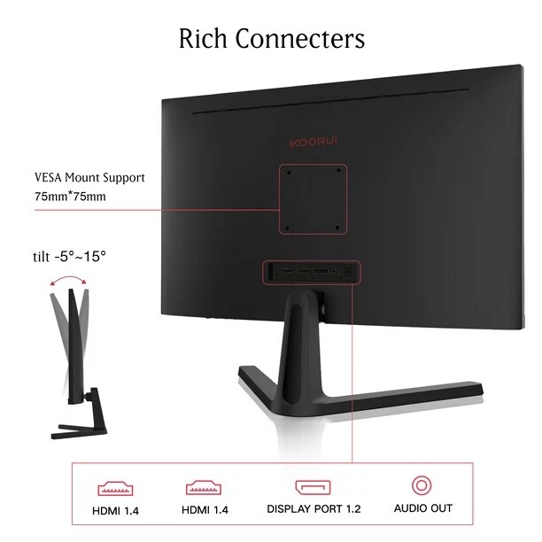 KOORUI 24 Inch Gaming Monitor, FHD 1080P Computer Monitor 165Hz (Supports 144Hz)