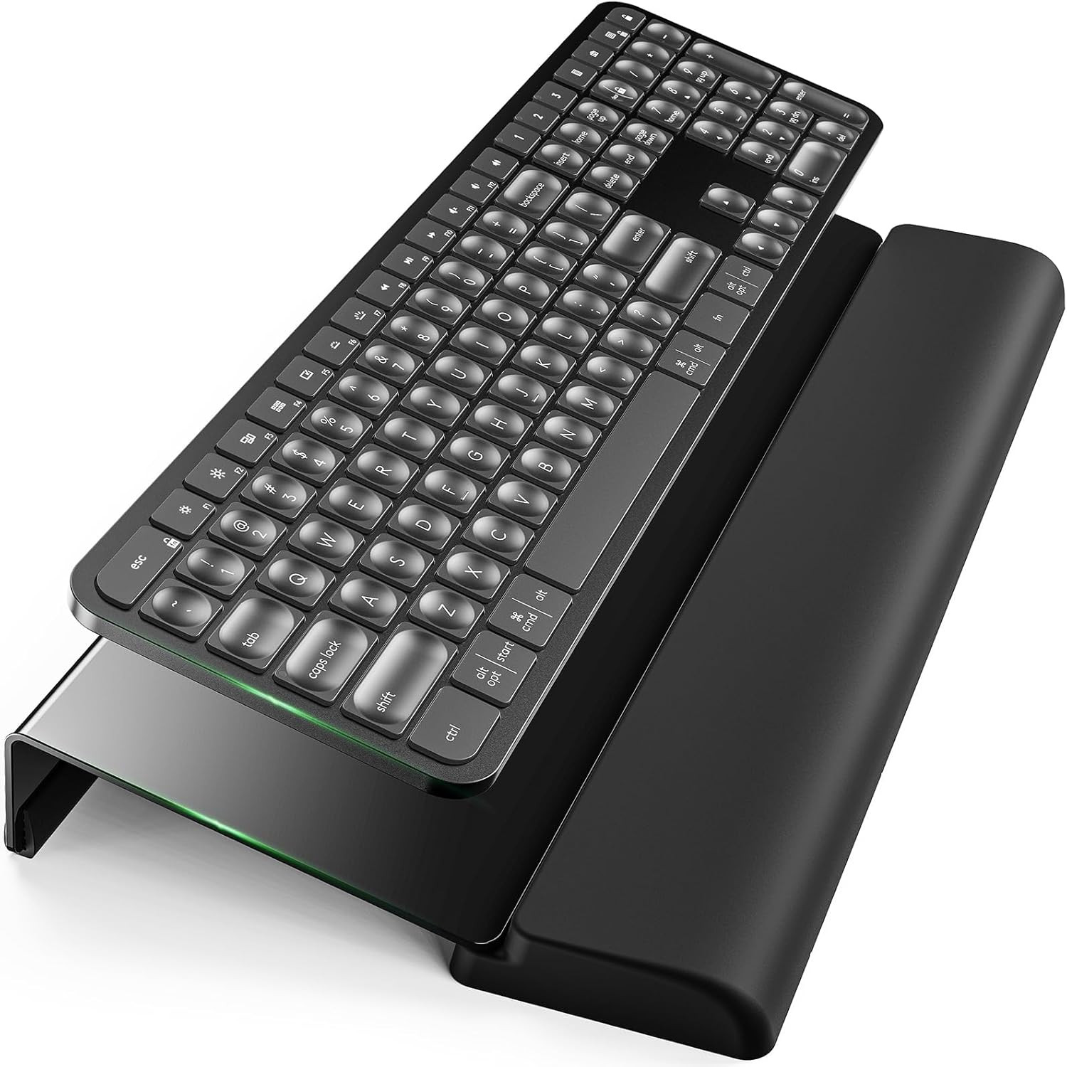 Acrylic Compact Keyboard Stand with Wrist Rest 3 Level Height Black