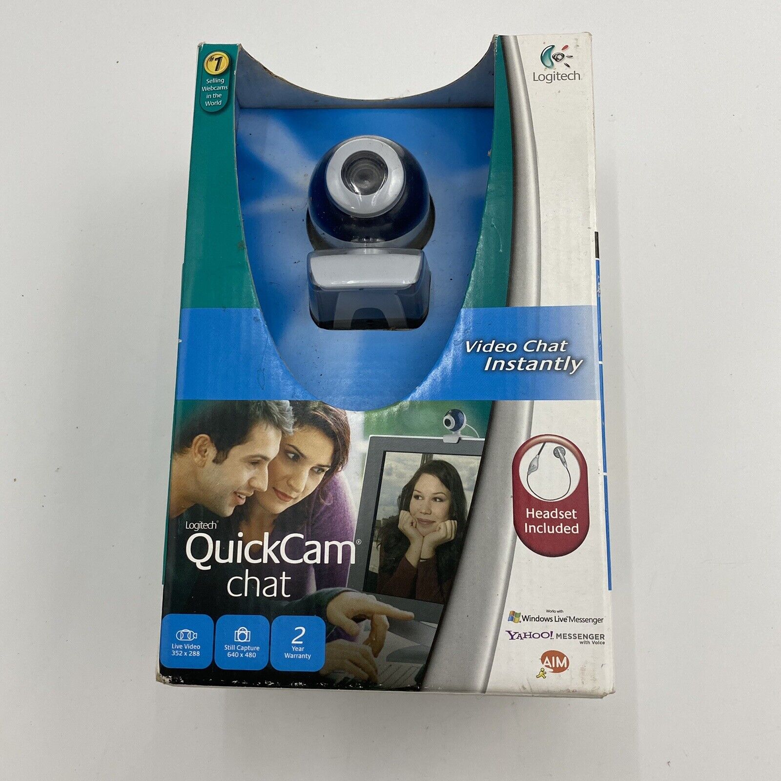 Vintage Logitech Quickcam Chat Webcam (New in Sealed Box) Headset Included 