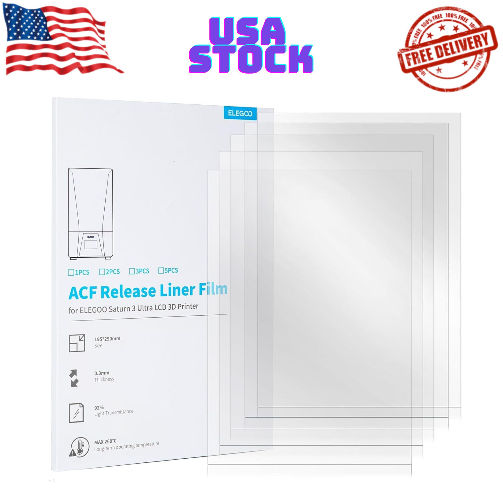 5PCS ACF Release Liner Film for Saturn 3 Ultra LCD 3D Printer with Less Release
