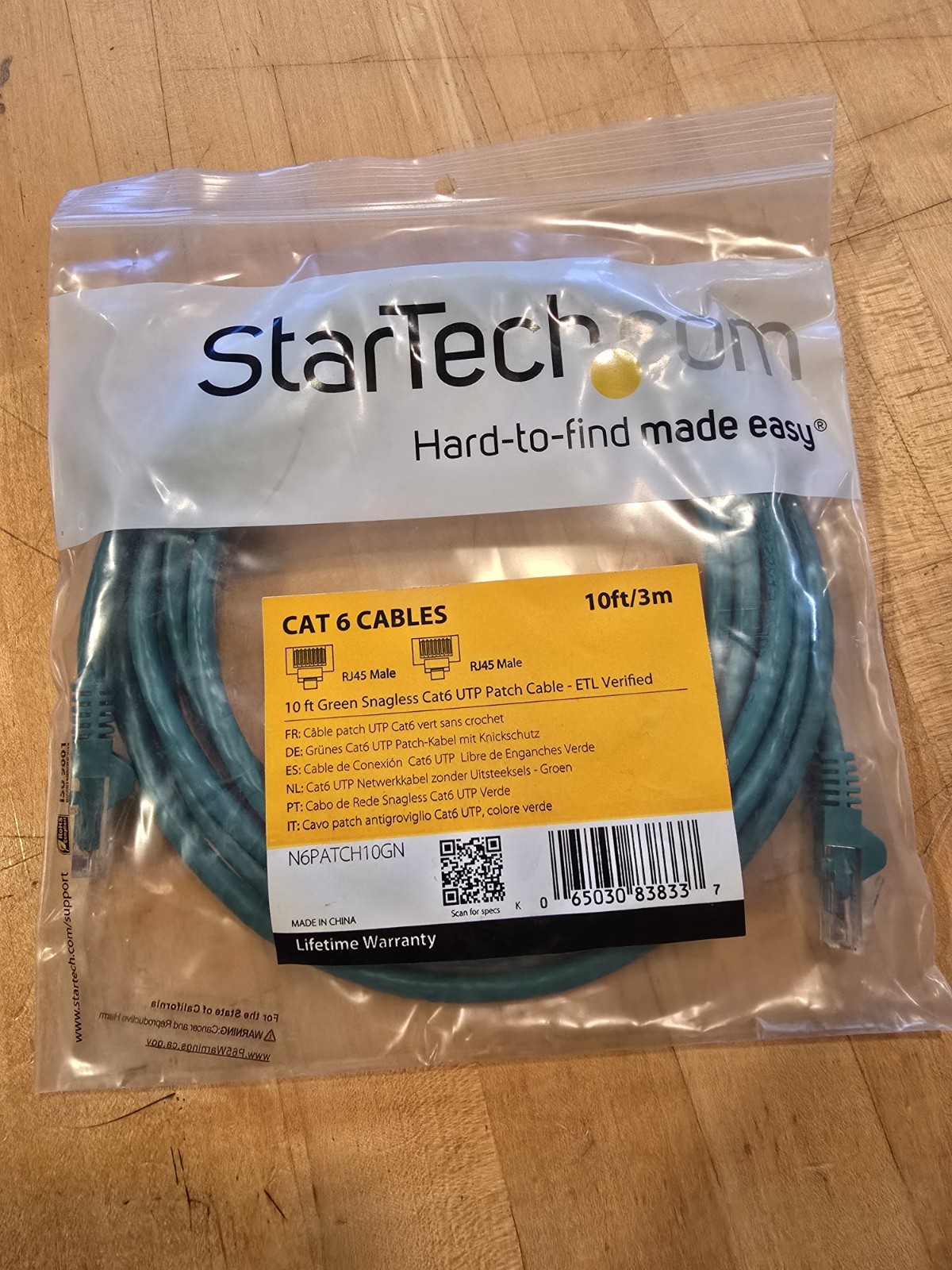 Startech.com CAT 6 Ethernet Cable, 10 Ft.