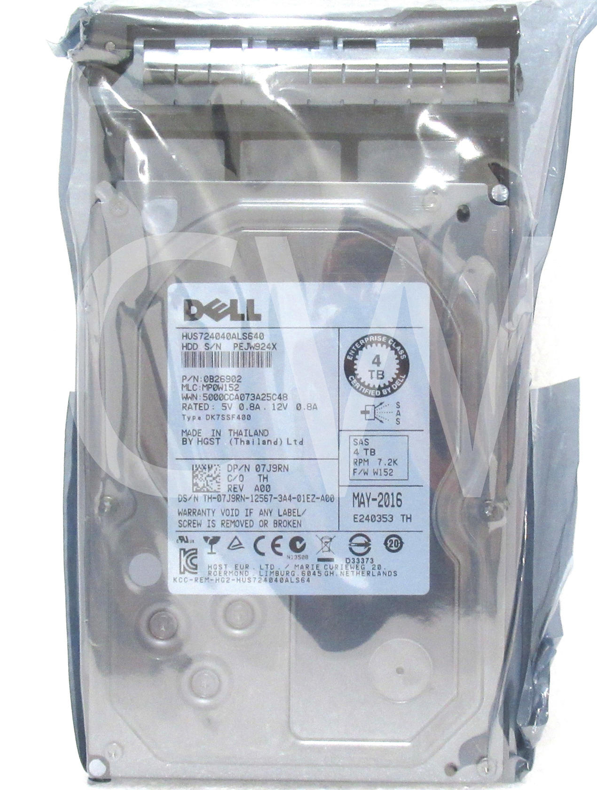 7J9RN HUS724040ALS640 Dell 4TB 7.2K RPM 6Gb/s 3.5" SAS HDD Hard Drive