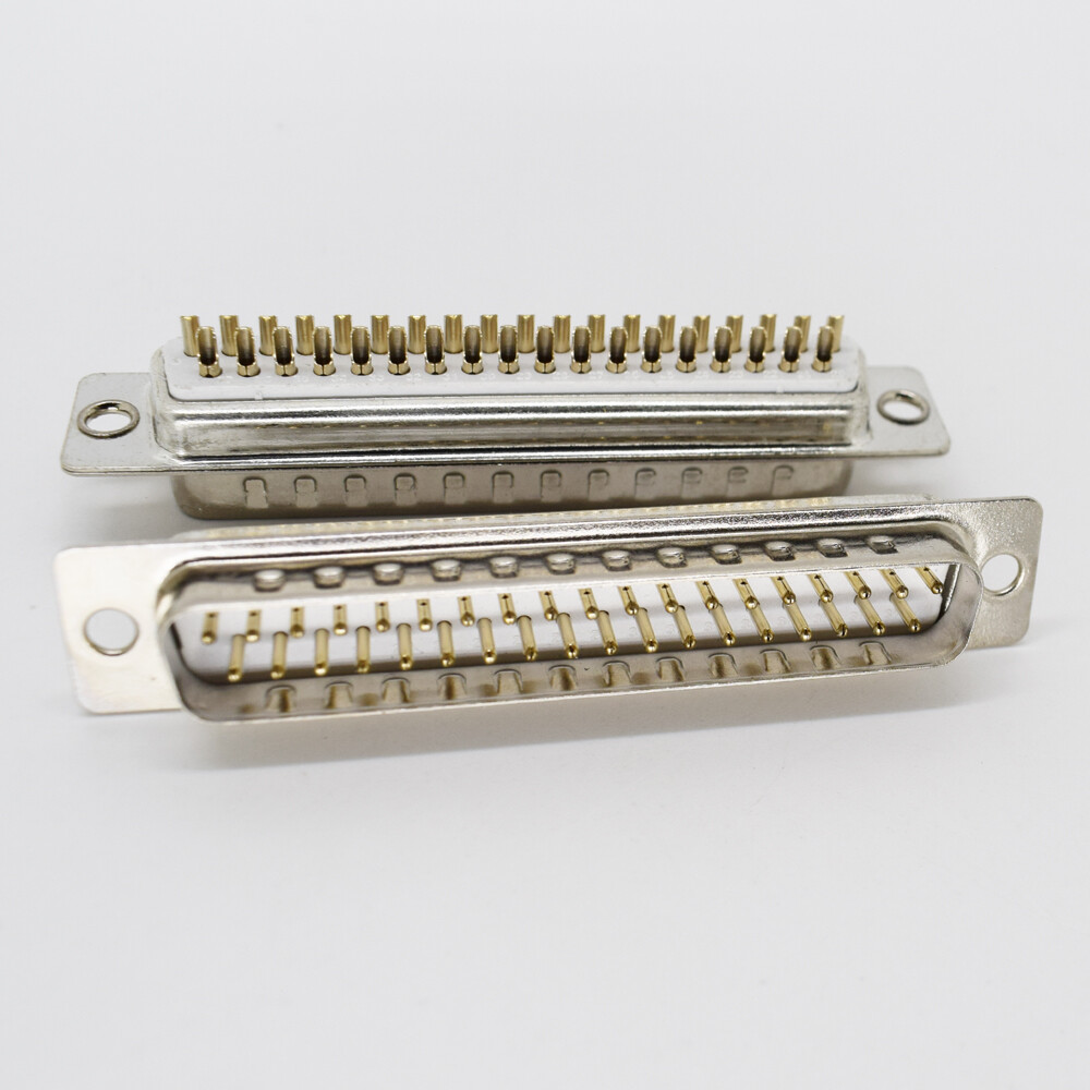 100pcs Gold Pin 37pin 2 Row D-Sub Male Socket Solder Chassis Connector RS232