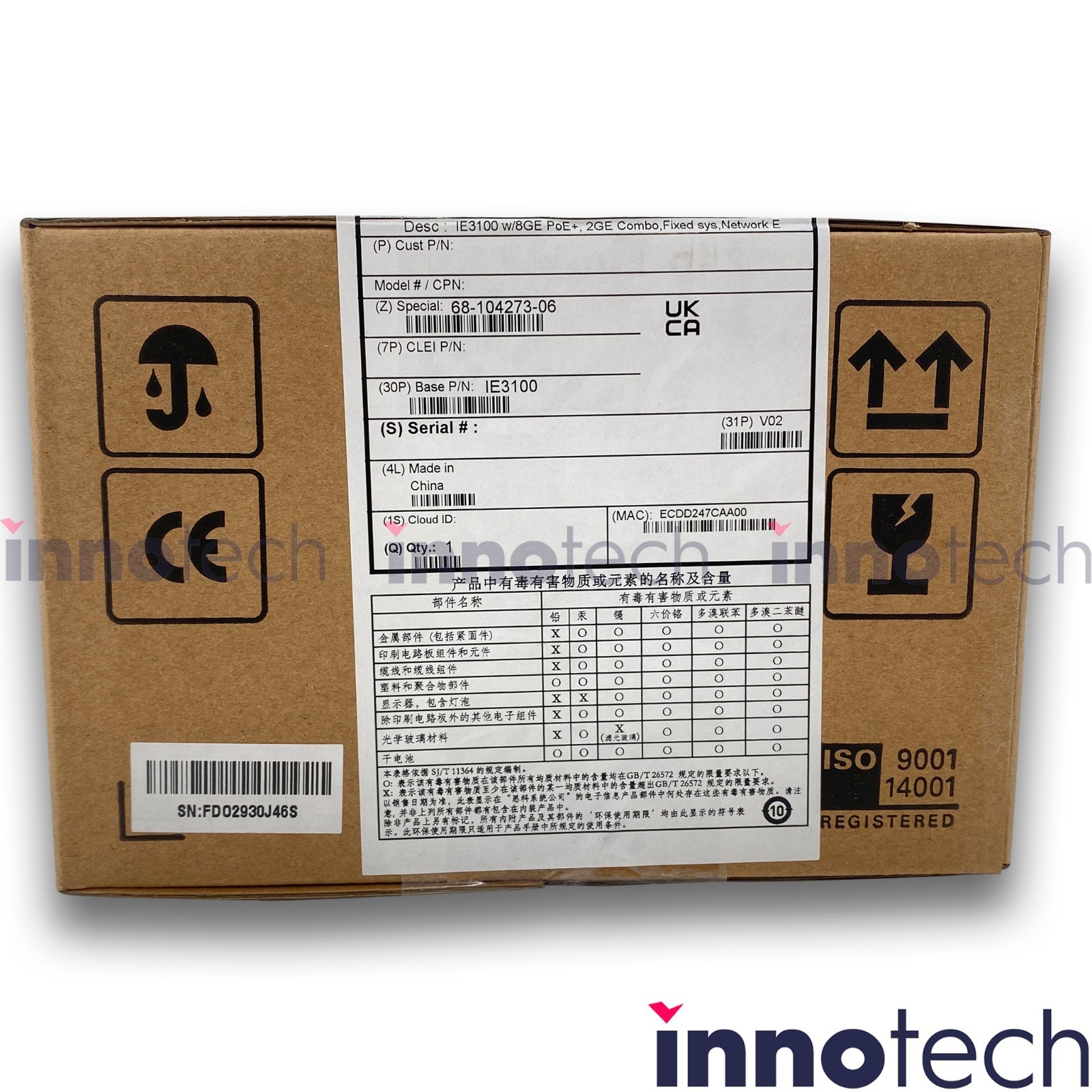 Cisco Systems IE-3100-8P2C-E with 8GE PoE+ 2GE Combo New Sealed