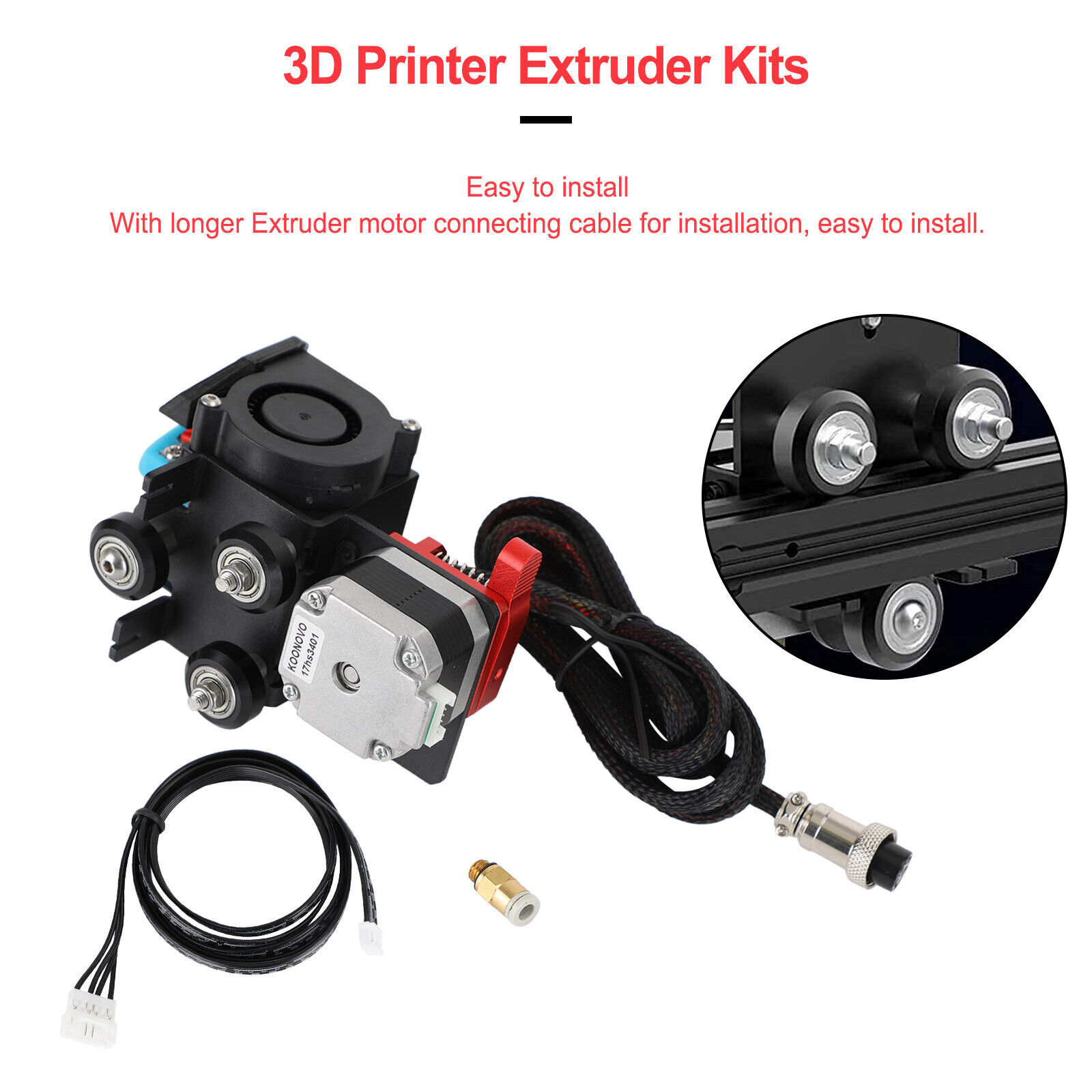 3D Printer MK8 Direct Drive Pulley Turbo Fan Extruder for CR-10 Ender3 12V/24V U