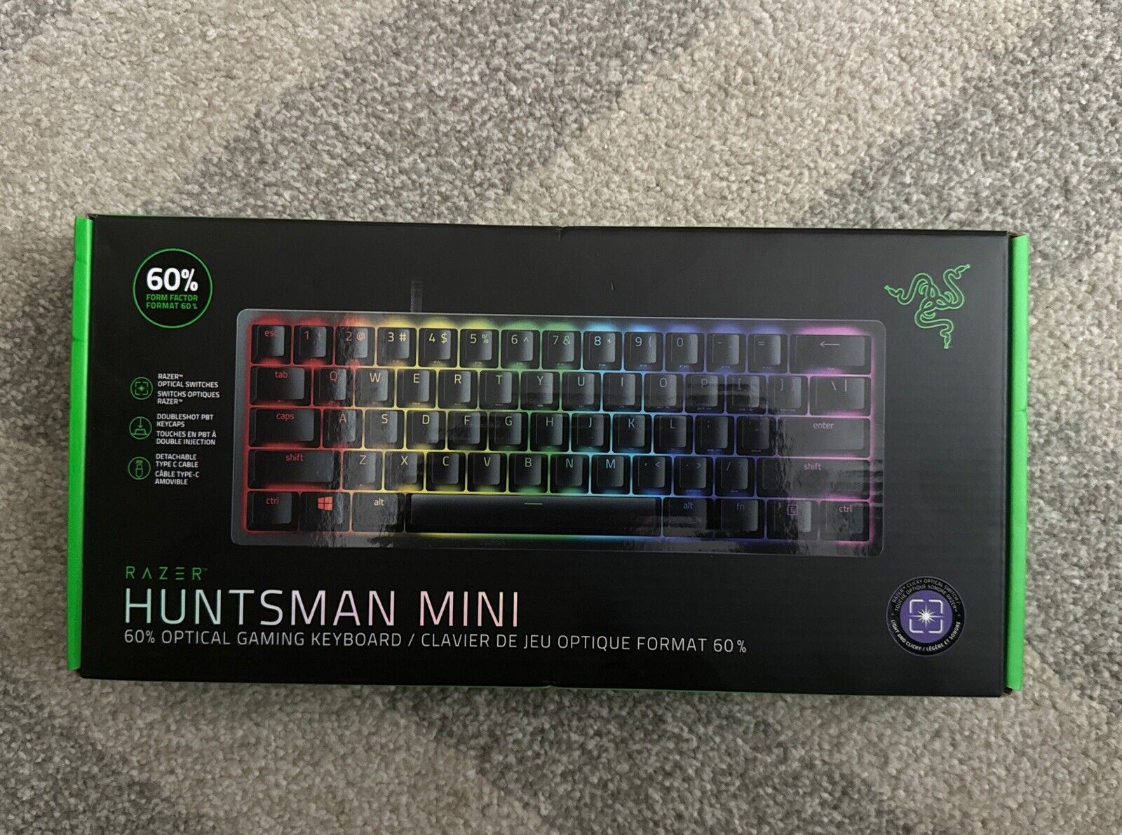 New Razer Huntsman Mini 60% Wired Optical Clicky Switch Gaming Keyboard for PC