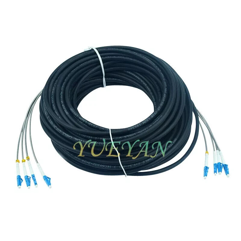 100M Field Outdoor LC-LC UPC 4 Strand Single Mode Fiber Optic Patch Cord Cable