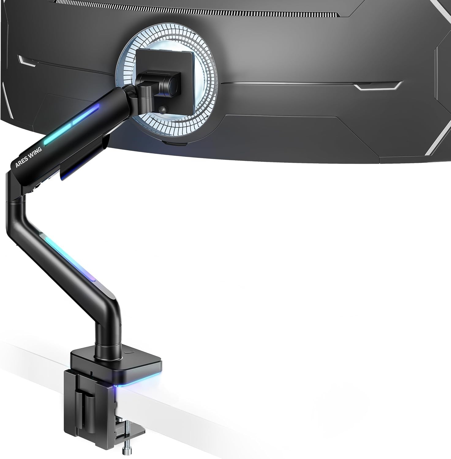 ARES WING Ultrawide Monitor arm with RGB for 17-49 Inch Screen, Black
