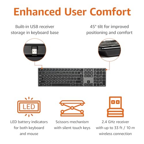 BLACK - AMAZON BASICS ULTRA PREMIUM WIRELESS KEYBOARD AND MOUSE COMBO,