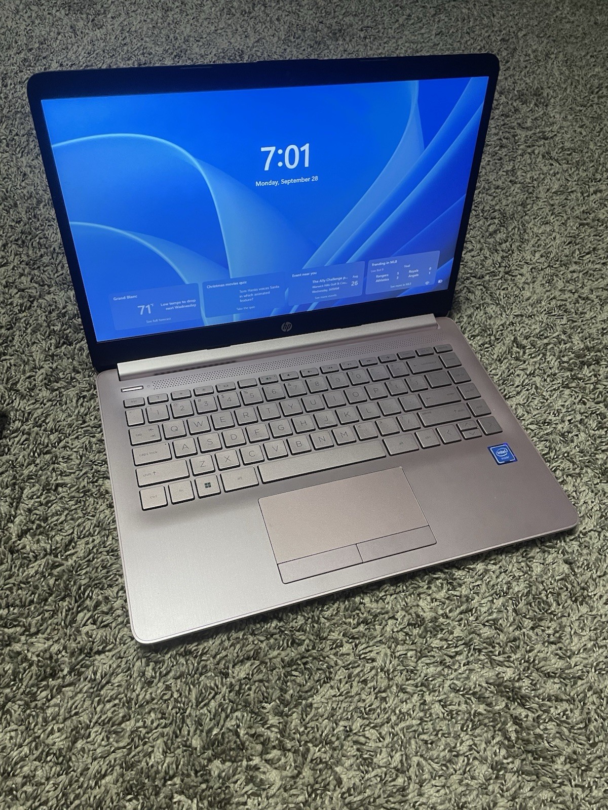 HP 14" Laptop Rose Gold/Pink Intel Windows 11 with Charger, Tested & Working