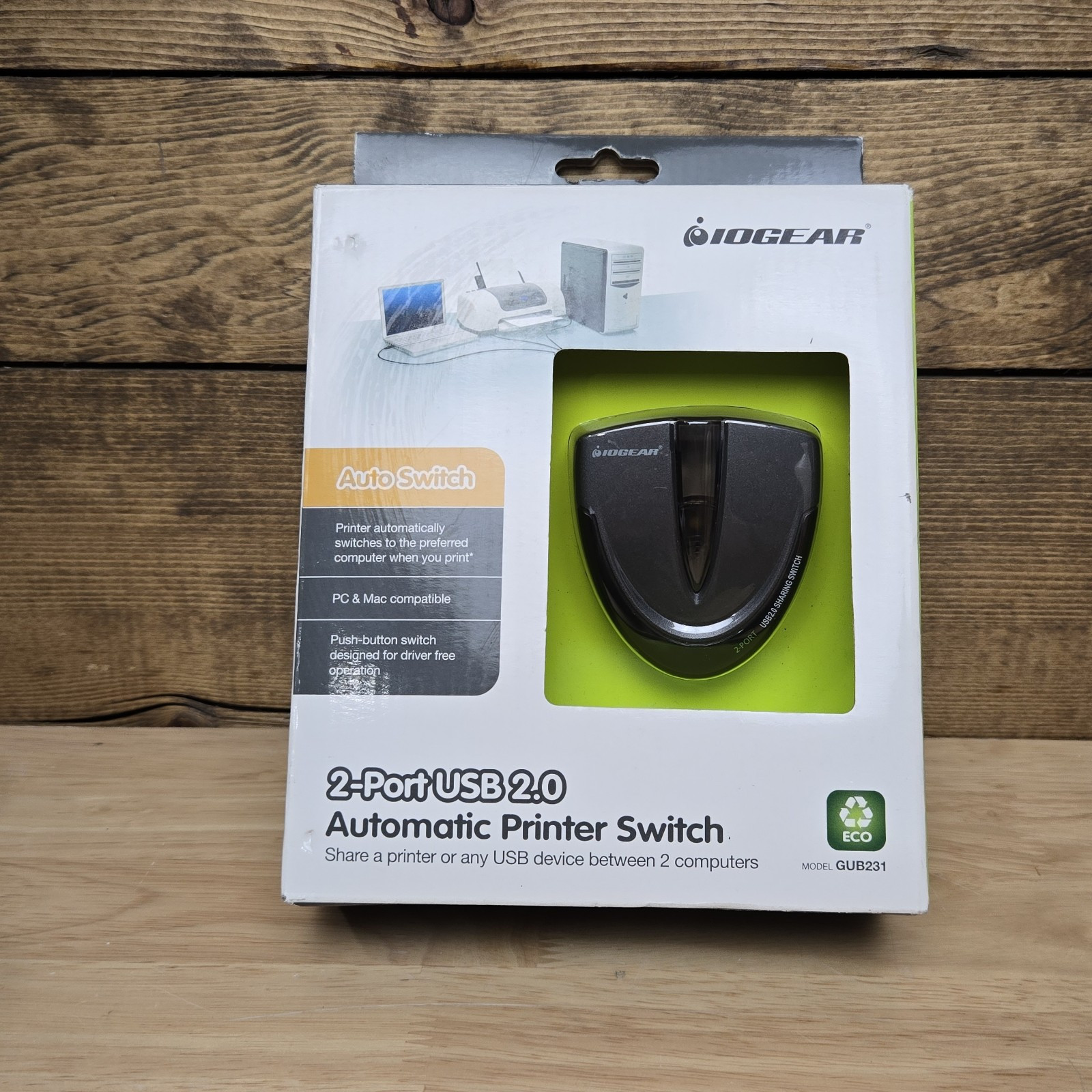 IOGear (GUB231) 2-Ports External USB 2.0 Automatic Printer Switch New