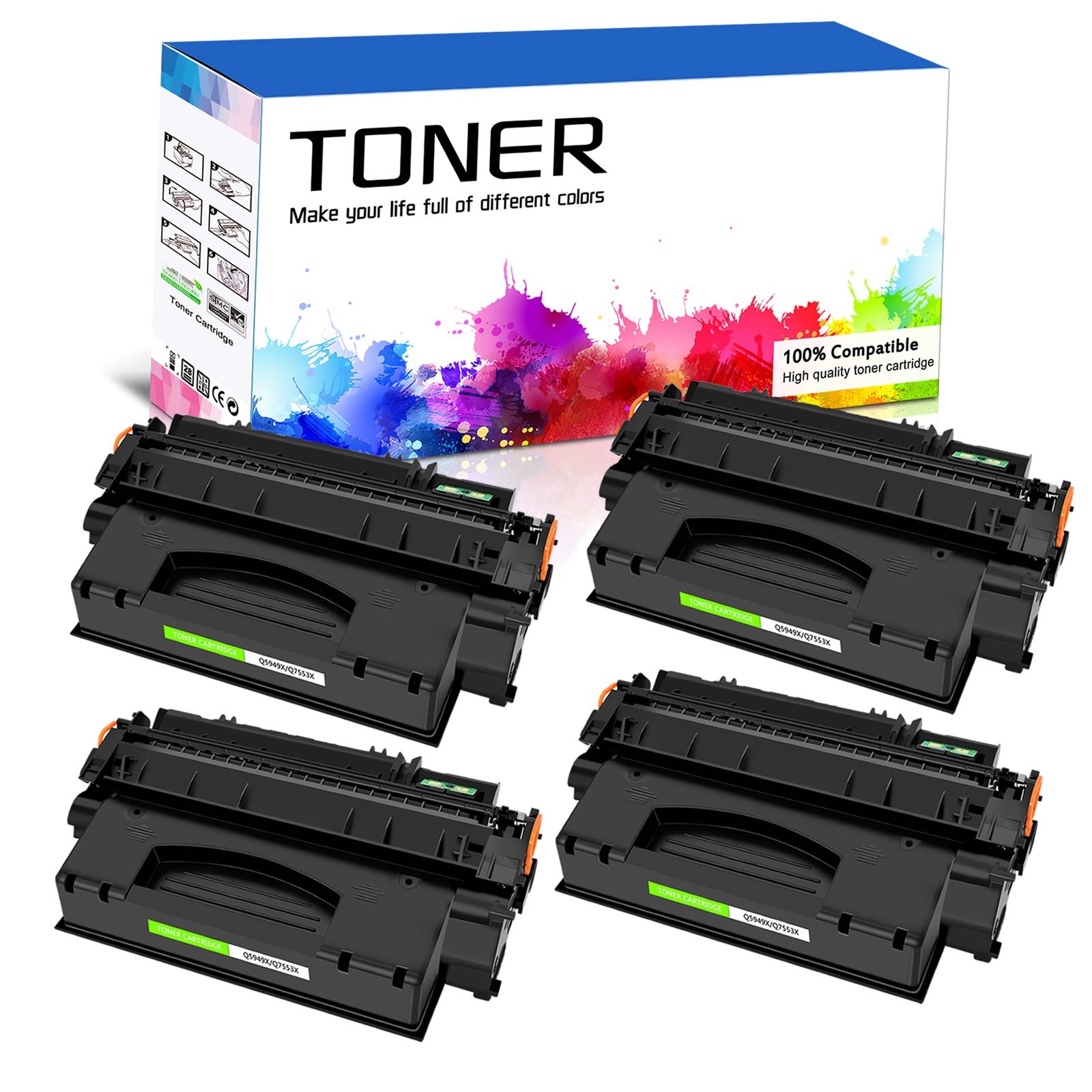 4Pk Black Toner Cartridge For HP Q5949X 49X Laserjet 1320 1320N 1320T 1320TN