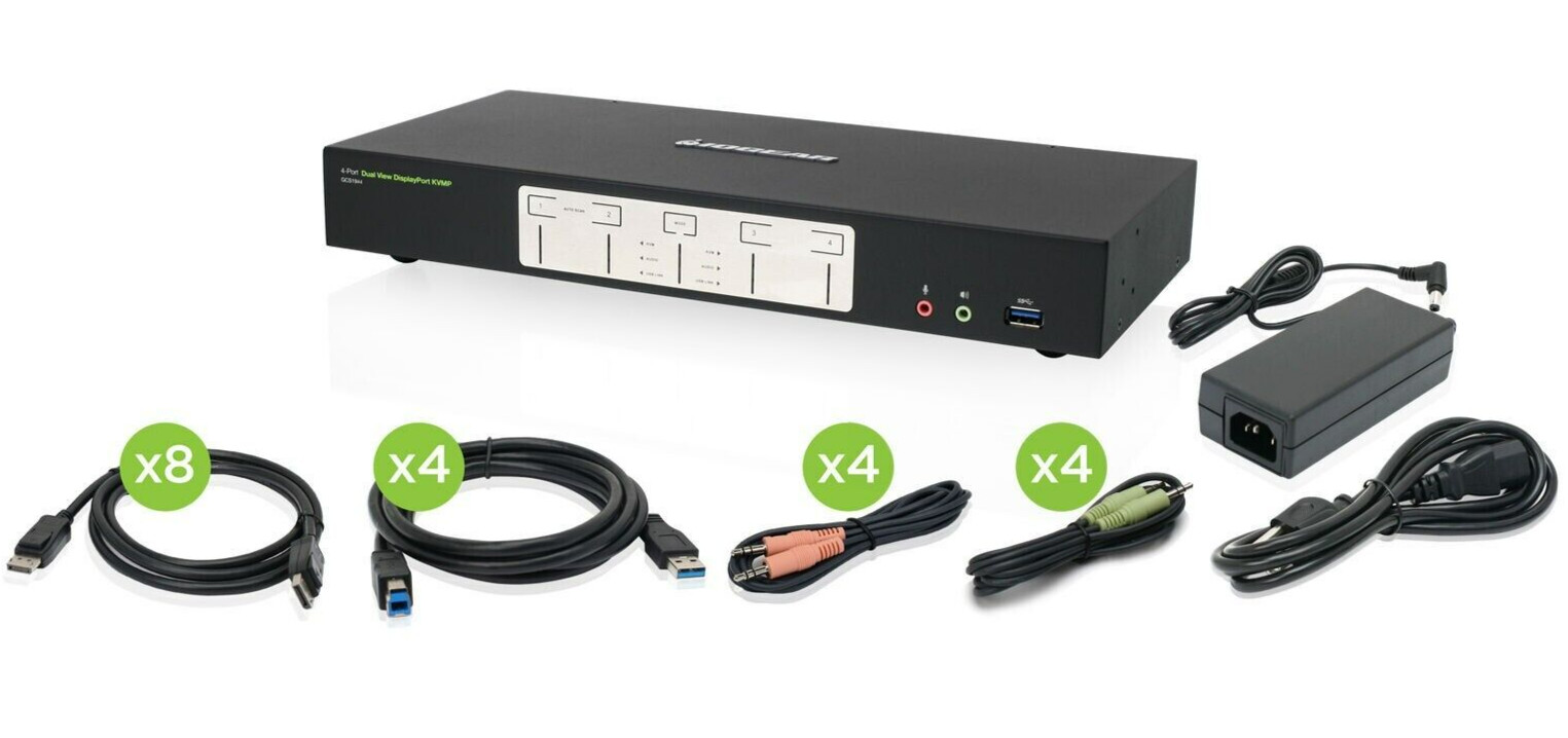 IOGEAR 4-Port 4K Dual View DisplayPort KVMP Switch New in Open Box