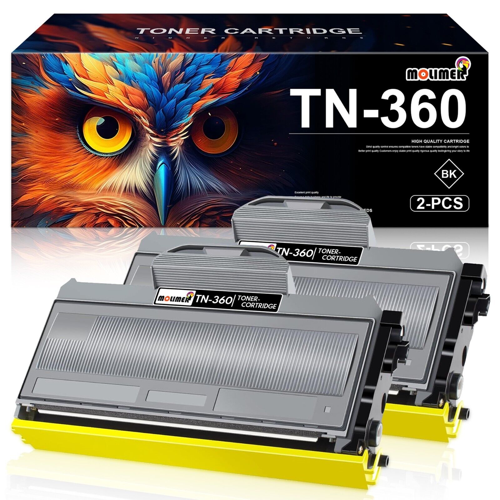 TN360 High Yield Toner Cartridge Replacement for Brother TN360 2 PK MFC-7440N