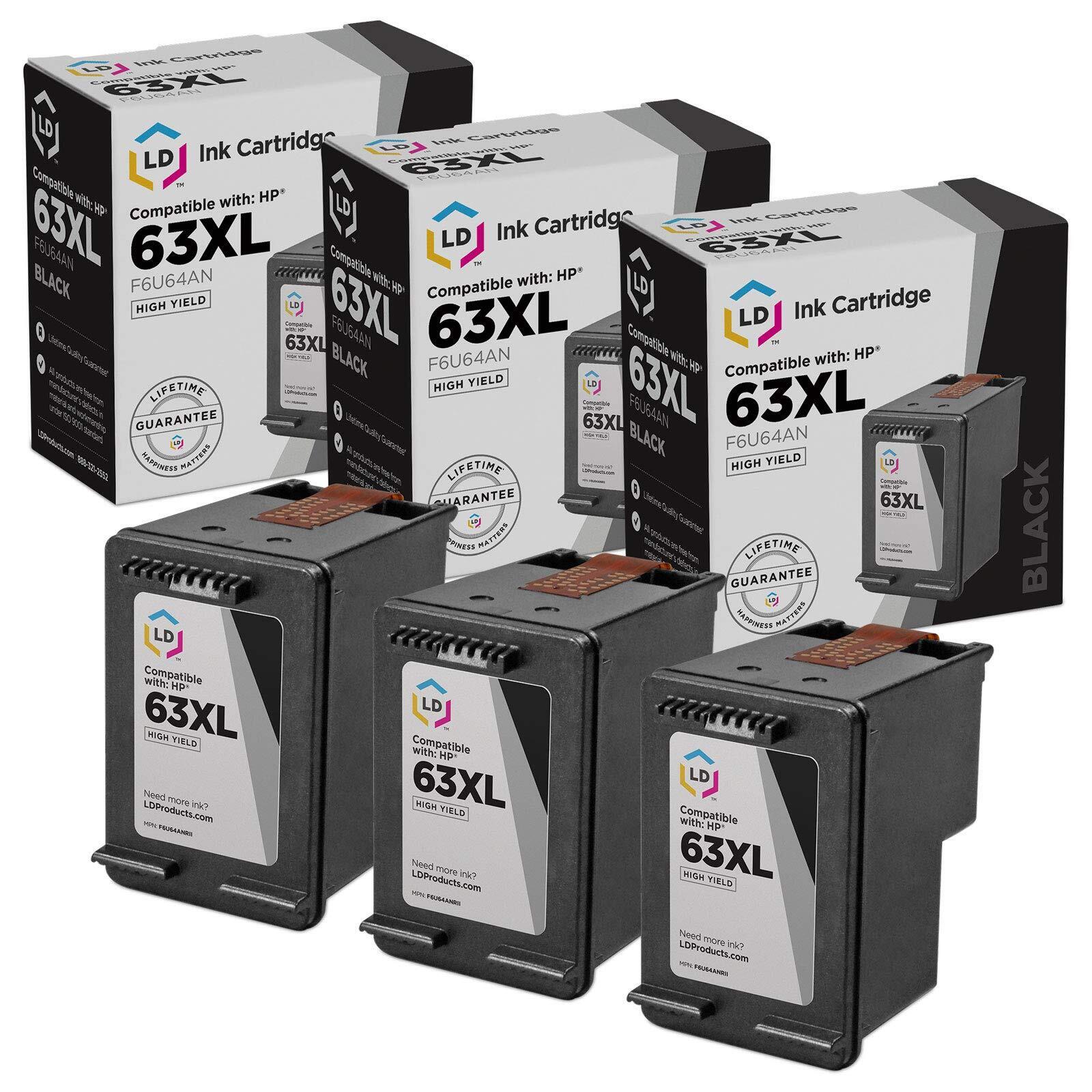 Reman Ink Replacement for HP 63XL F6U64AN HY (Blk, 3-Pk)