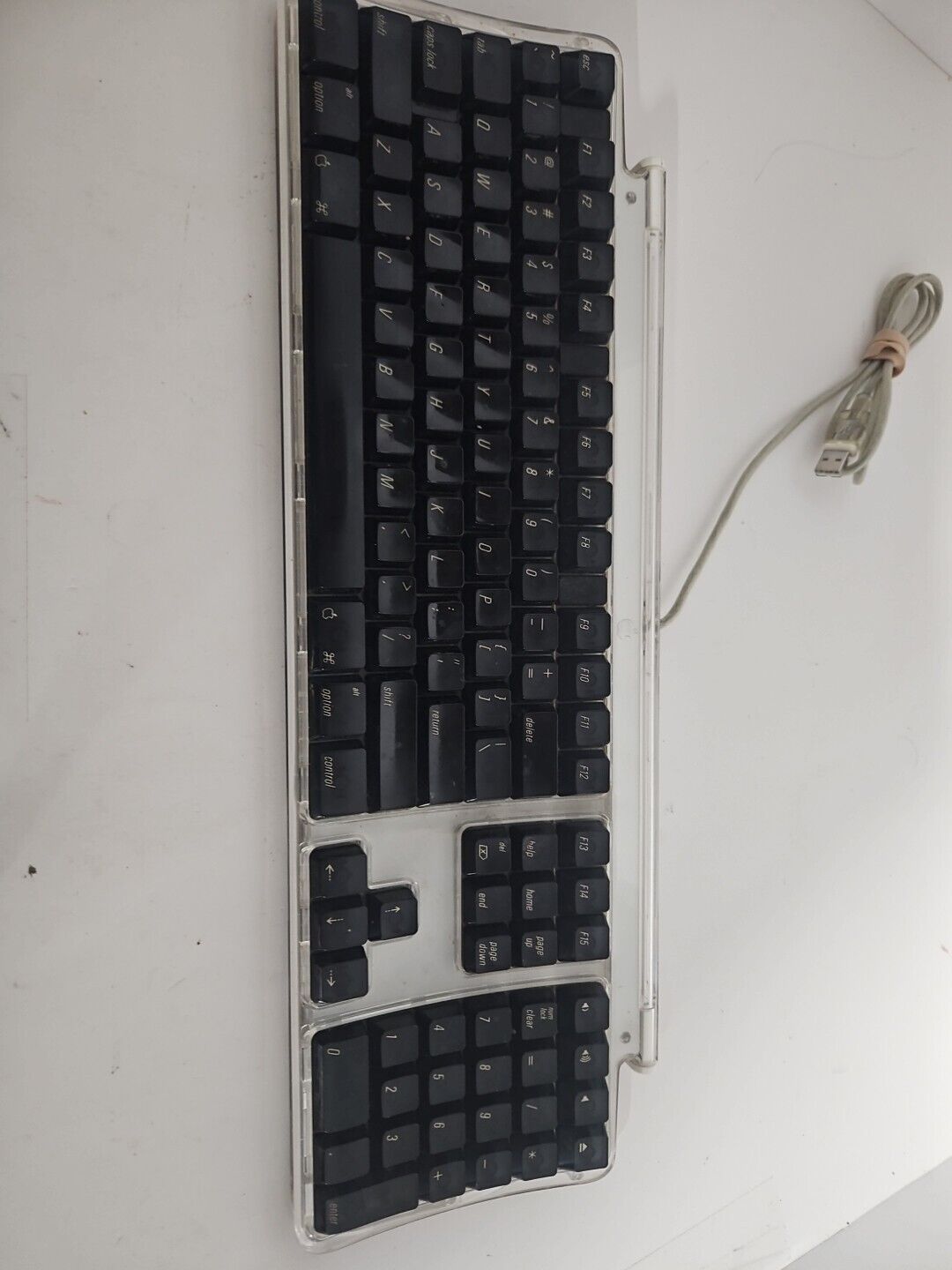 Vintage Original Apple M7803 Pro USB Wired Keyboard Clear Black 2000 Genuine OEM