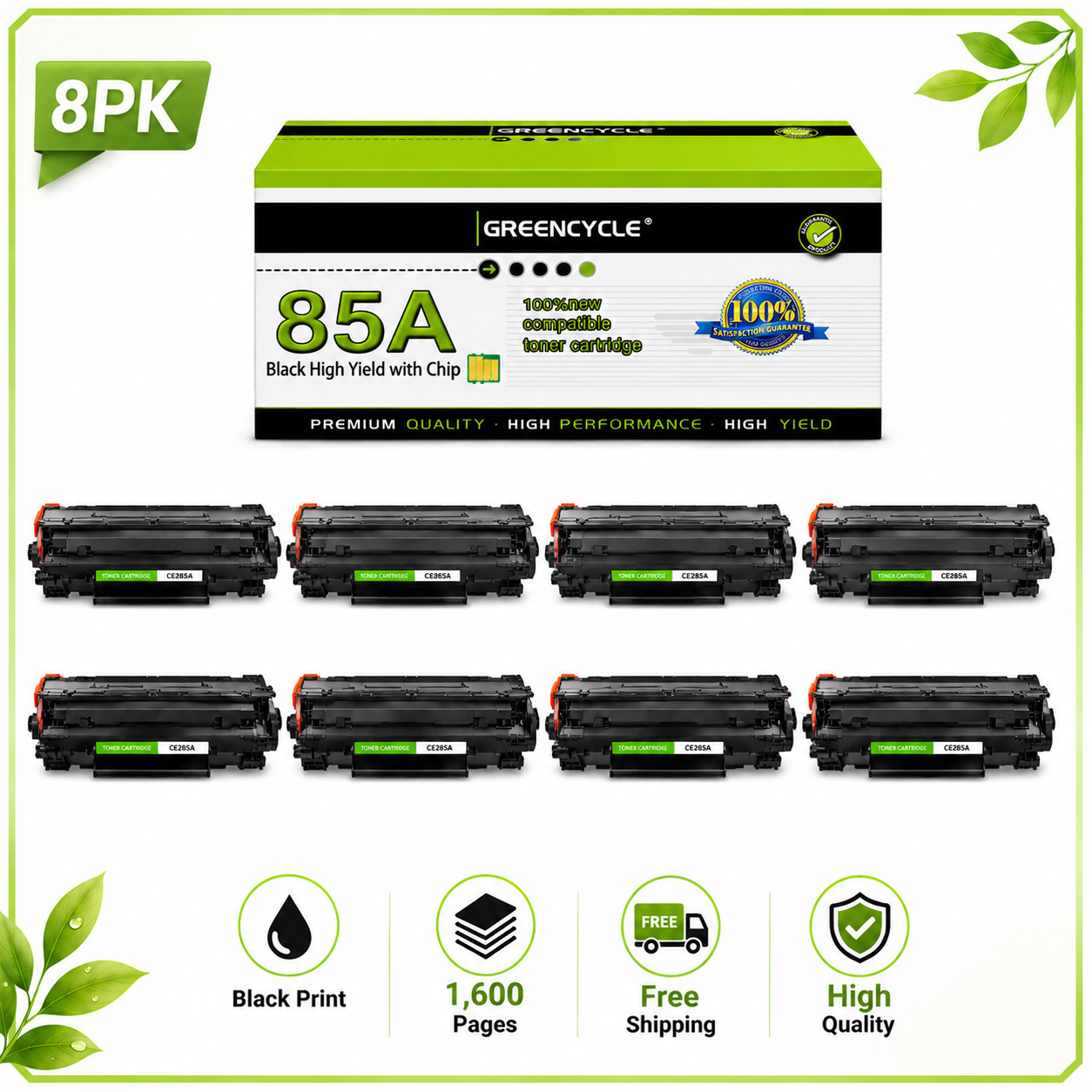 For HP CE285A 85A Laserjet Toner Cartridge M1132 M1210 M1130 M1212NF *8PCS