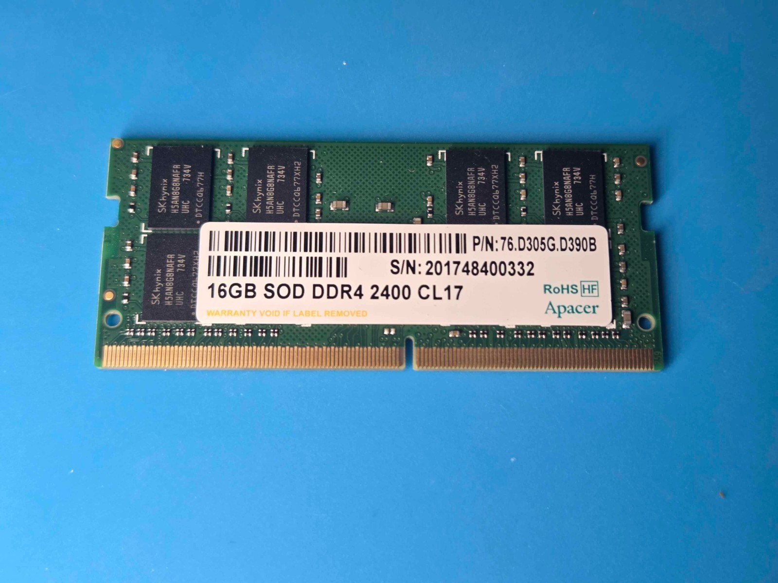Apacer 16GB SOD DDR4 2400MHz Laptop Memory Ram SODIMM 76.D305G.D390B
