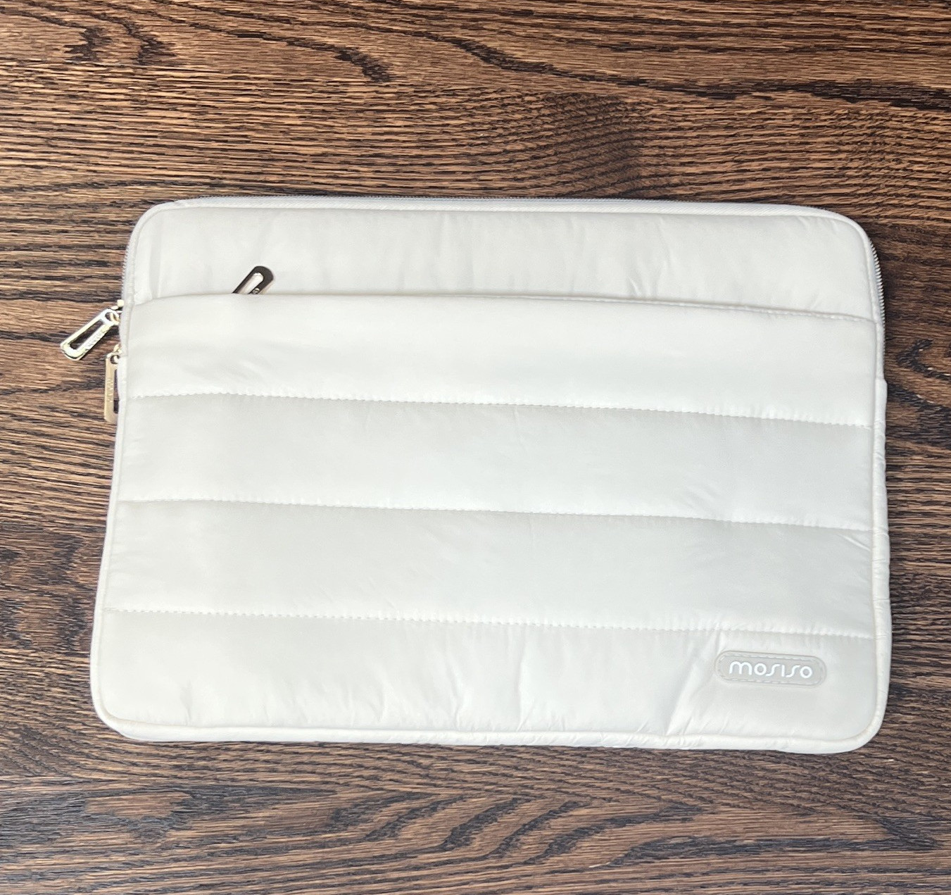 MOSISO 13" Polyester Laptop Sleeve Case, White Solid, Padded Zipper